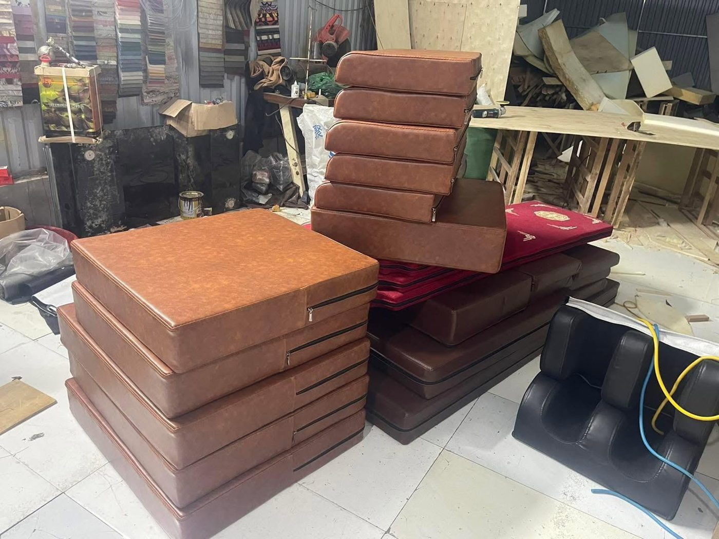 Đệm ghế thành phẩm tại xưởng Cường Nga